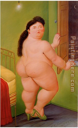 Woman in front of a Window painting - Fernando Botero Woman in front of a Window art painting